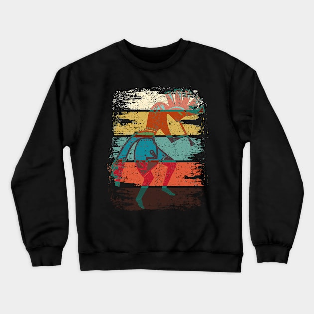 American Kokopelli On Stripes Grunge Style I Crewneck Sweatshirt by EDDArt